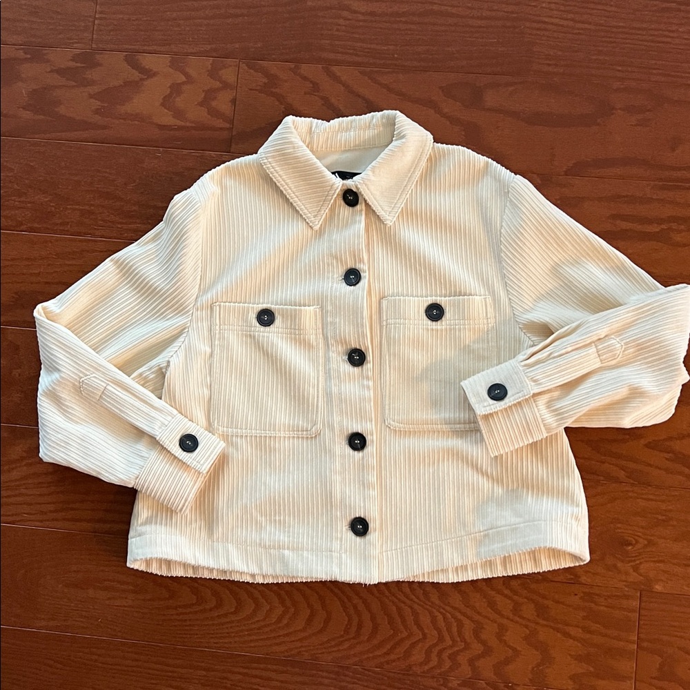 Zara Cream Corduroy Jacket with Dark Buttons